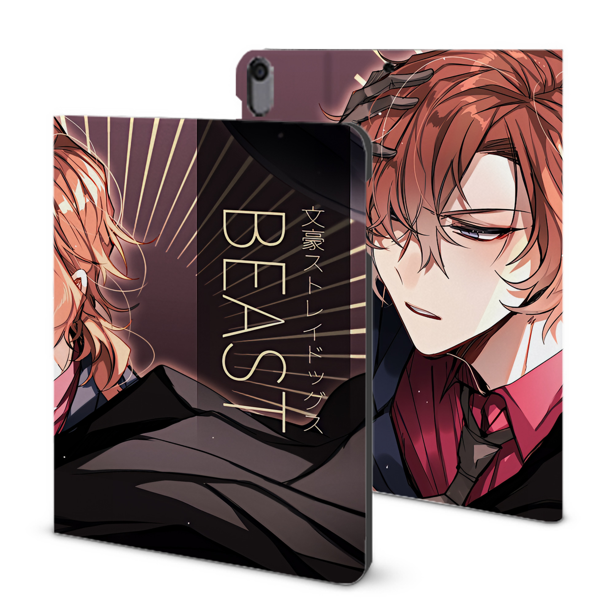 （画像用） 文豪ストレイドッグス Bungo Stray Dogs IPad ケース ブック型 PUレザー TPU 耐衝撃 軽量 薄型 ペン収納なし 全面保護 IPad 各モデル対応